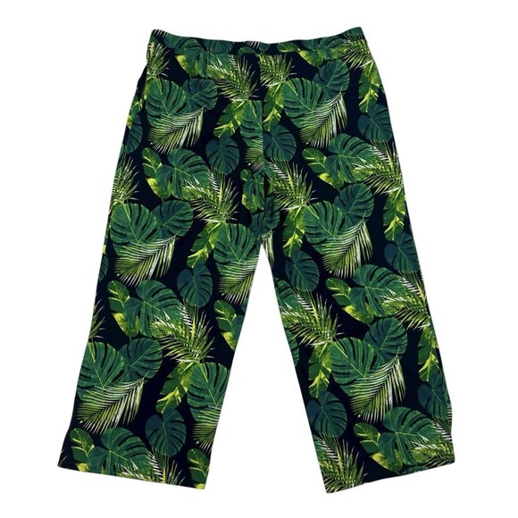 Denim&Co Beach Jersey Wide Leg Pull On Pants Plus Size 2X Tropical Palms A351802 - Picture 5 of 12